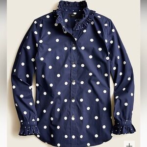 J.Crew Polkadot Navy Blue Button Up